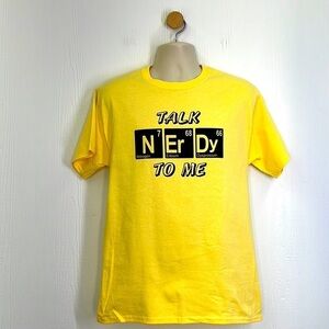 Hanes - Bright Yellow Talk Nerdy To Me Chemical Elements Funny T Shirt Size M